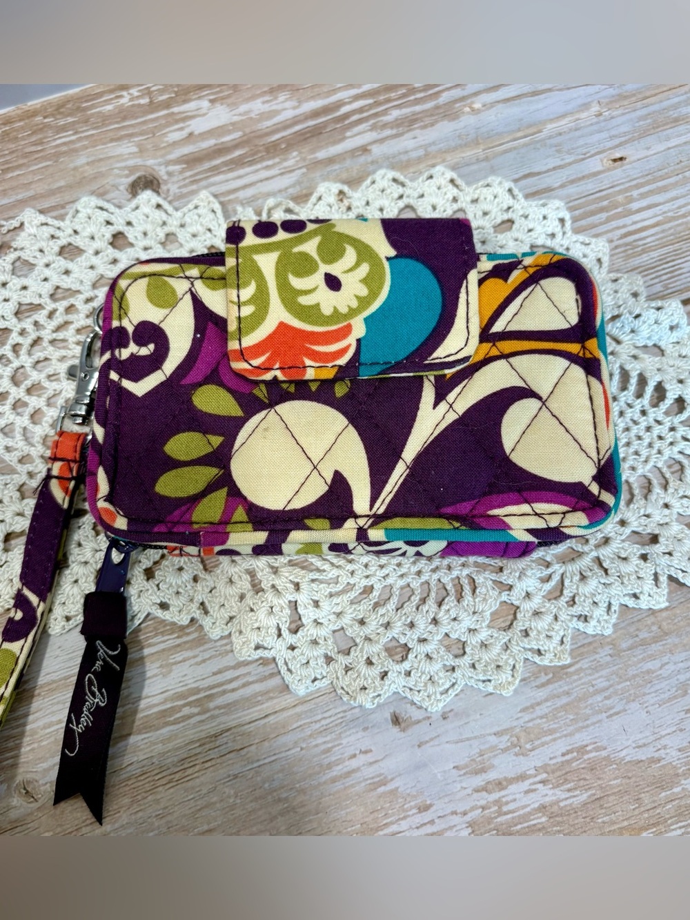 Vera Bradley Plum Crazy Quilted Wristlet Wallet (retired pattern)